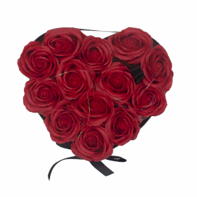 Caja de Regalo de Flores de Jabon - 13 Rosas Rojas - Corazon