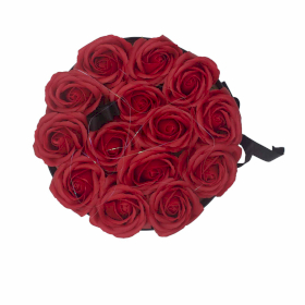 Caja de Regalo de Flores de Jabon - 14 Rosas Rojas - Redonda