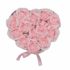 Caja de Regalo de Flores de Jabon - 13 Rosas Rosas - Corazon