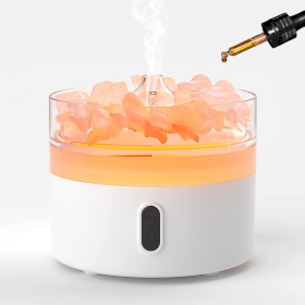 Difusor de Aroma de Sal del Himalaya - Luz Nocturna - USB-C - Efecto Llama ( (Bolsita de sal incluida)