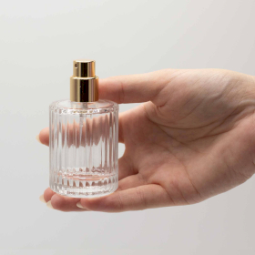 Frascos de vidrio para perfume con pulveridaor y tapa blanco 50 ml