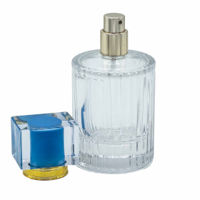 8x Frascos de vidrio para perfume con pulverizador y tapa azul 50 ml