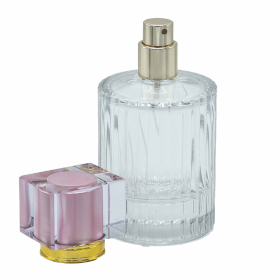 8x Frascos de vidrio para perfume con pulverizador y tapa rosa 50 ml