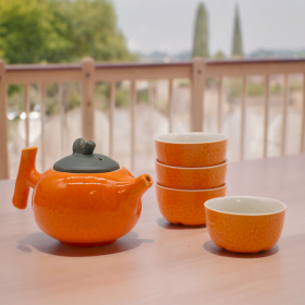 Set de Tetera - Naranja - Tetera & Cuatro tazas