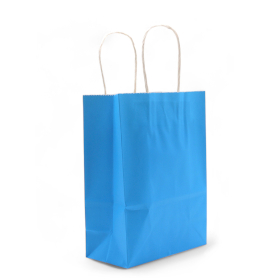 12x Bolsa de Papel con Asa (16x22x8cm) - Azul (130g)