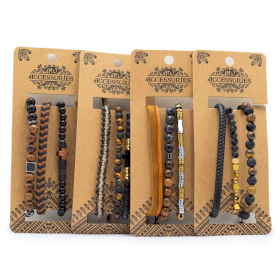 4x Set de Pulseras para Hombre  - Negro y Tostado (surtido)