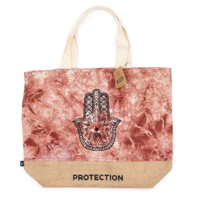 4x Bolso Natural- Tye-Dye Terracota - Hamsa - Proteccion