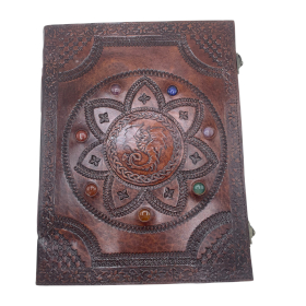 Cuaderno Tumulos Grande  - Mandala de dragón con piedras de chakras