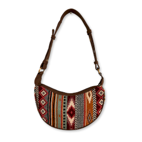 Bolso Hobo Jacquard - Marrones Intensos (correa marrón)