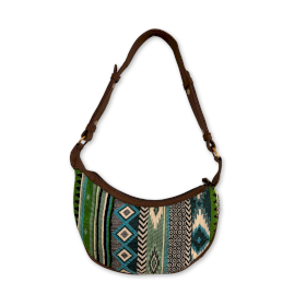 Bolso Hobo Jacquard - Verdes Intensos (correa marrón)