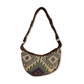 Bolso Hobo Jacquard - Geo-Geen (correa marrón)