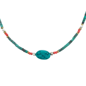 Collar Nepalés de Gemas Extra Finas - Turquesa y Piedra