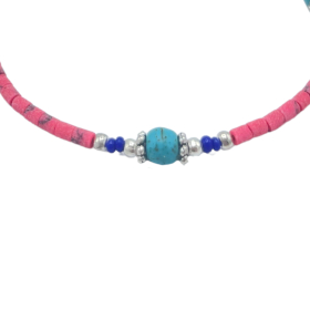 Pulsera Nepalés de Gemas Extra Finas - Cuentas de Coral Rosa y Turquesa