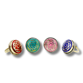 4x Anillos Redondos de Estilo Nepalí (4 colores)