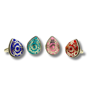 4x Anillos en forma de Lágrima de Estilo Nepalí (4 colores)