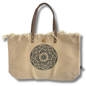 Bolso Natural con Asa de Cuero - Mandala