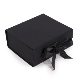 3x Caja de Regalo con Lazo  - Mediana Cuadrada (20x18.2x8cm) - Negra