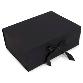 3x Caja de Regalo con Lazo - Extra Grande (33x25x12cm) - Negra