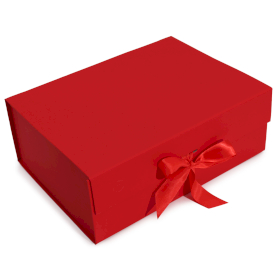 3x Caja de Regalo con Lazo - Extra Grande (33x25x12cm) - Roja